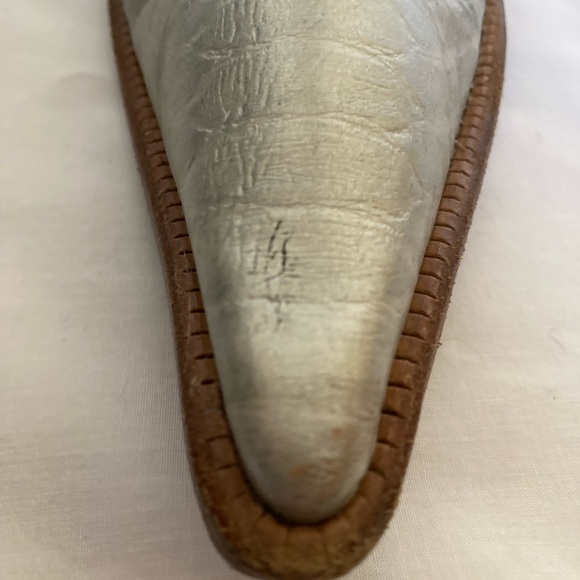 Para Raio White Silver Leather Pointed Toe Brazilian Cowgirl Boots Women's 10M - Picture 13 of 16